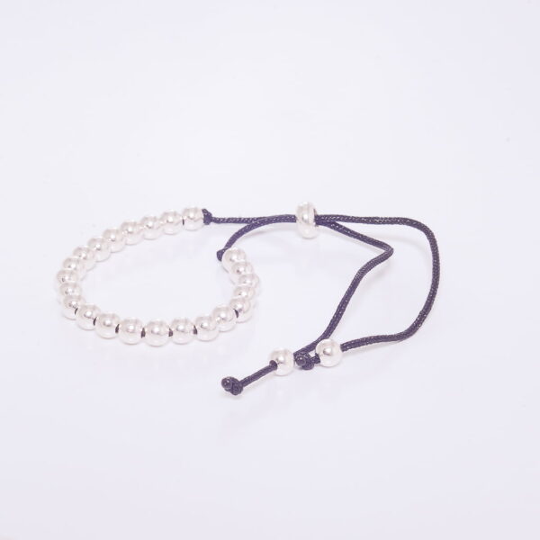 PULSERA DE PLATA 925 MACRAME NEGRA CON BOLITAS MEDIANAS