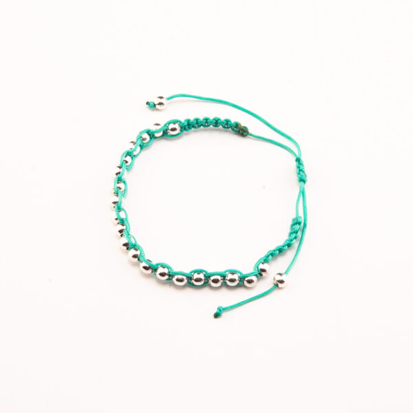 PULSERA MACRAME DE PLATA 925 + BOLITAS PLATEADAS - Image 2