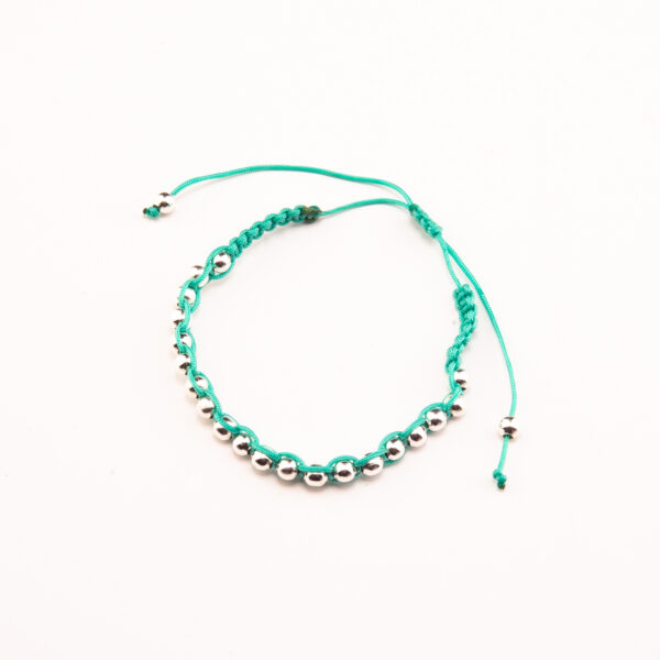 PULSERA MACRAME DE PLATA 925 + BOLITAS PLATEADAS