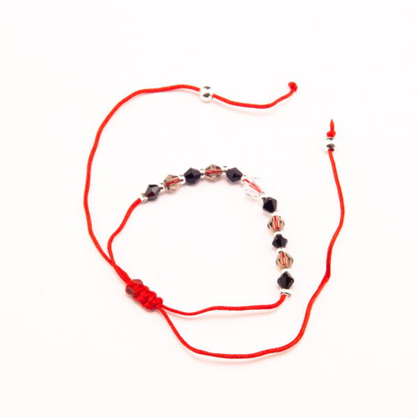 PULSERA PLATA 925 MACRAME ROJA CON CRISTALES - Image 2