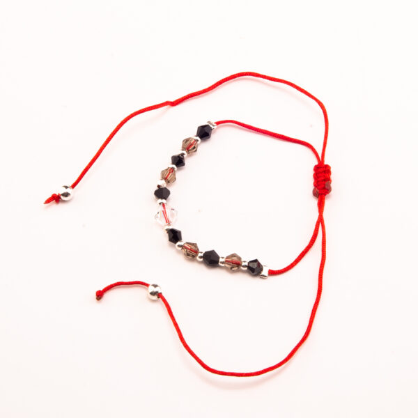 PULSERA PLATA 925 MACRAME ROJA CON CRISTALES