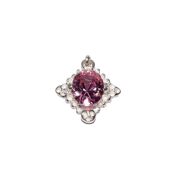 DIJE DE PLATA 925 ROMBO CON ZIRCONIA EN FORMA DE OVALO