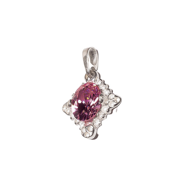 DIJE DE PLATA 925 ROMBO CON ZIRCONIA EN FORMA DE OVALO - Image 4