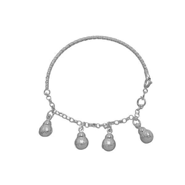 PUL951X- PULSERA PLATA 925 MITAD ROLO MITAD RIGIDA CON DIJES VAQUITA DE SAN ANTONIO COLGANDO