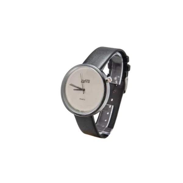 RE0128 - RELOJ ZAFIRA CUADRANTE NEGRO MALLA CUERINA