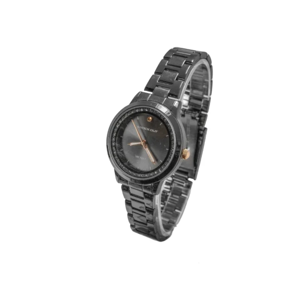 RE019- RELOJ KNOCK OUT NEGRO MALLA METAL