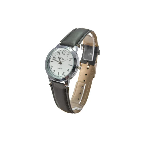 RE486- RELOJ SILVER MALLA NEGRA