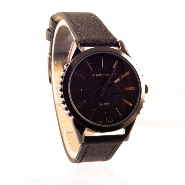 RE614-RELOJ KNOCK OUT NEGRO CON MALLA DE CUERO ECOLOGICO - Image 2