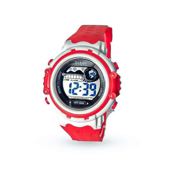 RELOJ TIME ROJO CON DETALLES BLANCOS-RE643