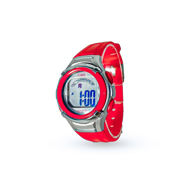 RELOJ TIME ROJO CON DETALLES GRISES-RE647
