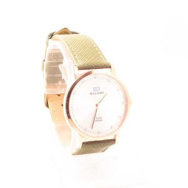 RELOJ WILLIAMS ROSÉ, ZIRCONIAS Y MALLA DE CUERO ECOLÓGICO - Image 2