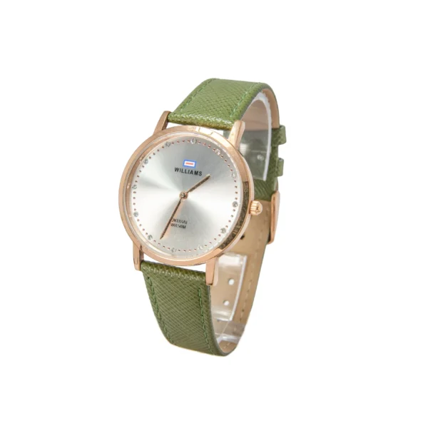 RELOJ WILLIAMS ROSÉ, ZIRCONIAS Y MALLA DE CUERO ECOLÓGICO