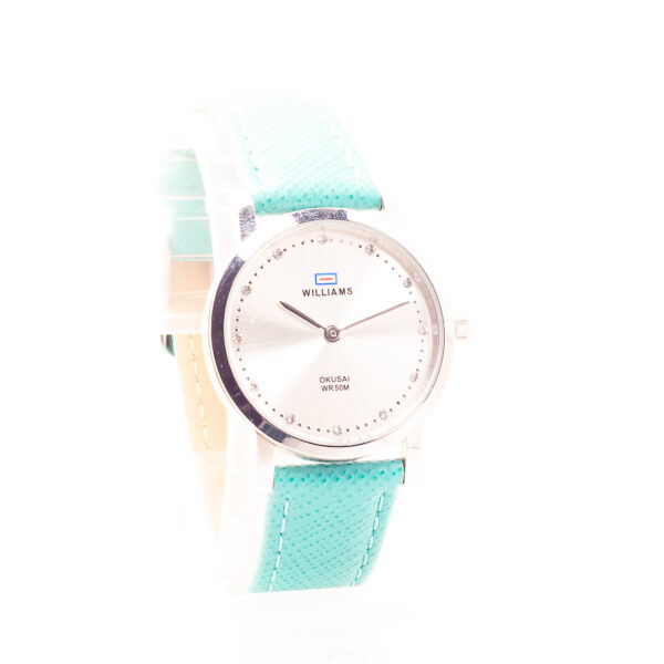 RELOJ WILLIAMS, GRIS Y MALLA FINA DE CUERO ECOLÓGICO VERDE - Image 2