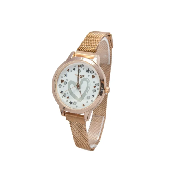 RELOJ KNOCK OUT CON MALLA CIERRE IMANTADO Y DISEÑO