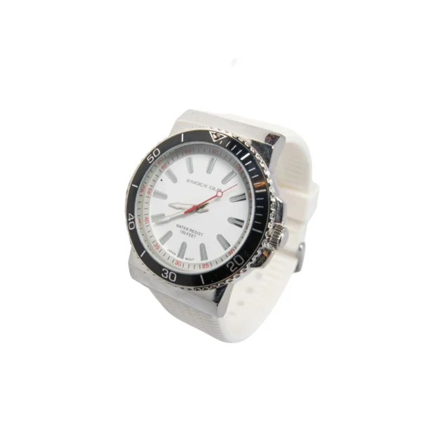 REJ57KO-RELOJ KNOCK OUT CON MALLA DE GOMA BLANCA CON RELIEVE
