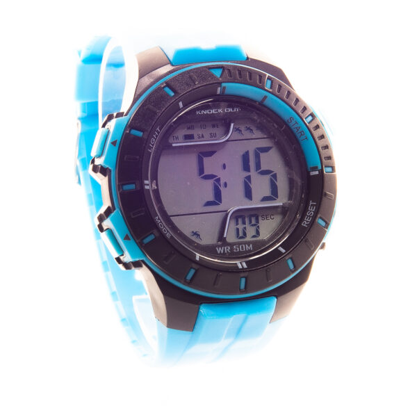 RELOJ KNOCK OUT DEPORTIVO, MALLA DE GOMA AZUL Y NEGRO - Image 2