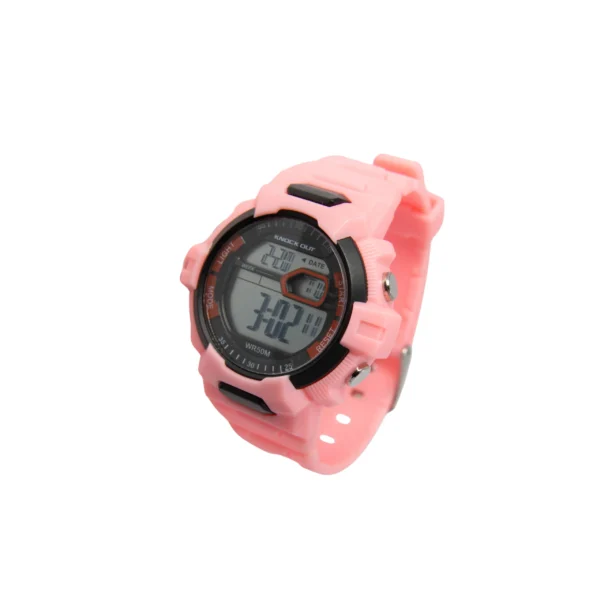 RELOJ KNOCK OUT DEPORTIVO CON MALLA DE GOMA ROSA