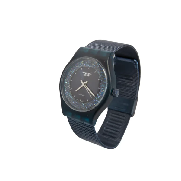 RELOJ KNOCK OUT AZUL DE MALLA METÁLICA AZULADA CON BRILLOS