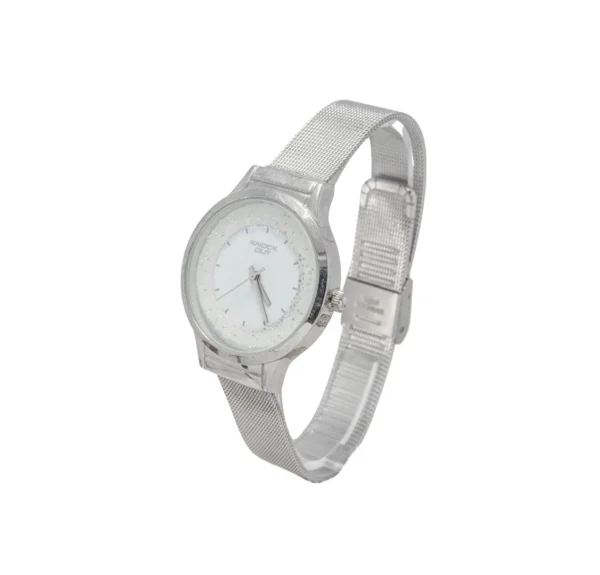 REK01- RELOJ KNOCK OUT PLATEADO MALLA METALICA