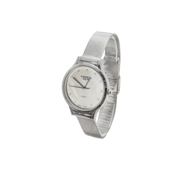 REK03- RELOJ KNOCK OUT PLATEADO MALLA METALICA