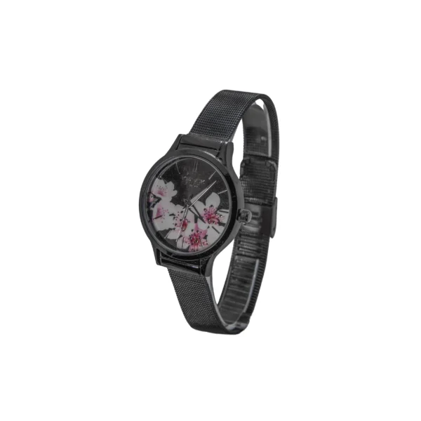 REK11- RELOJ KNOCK OUT NEGRO MALLA METALICA