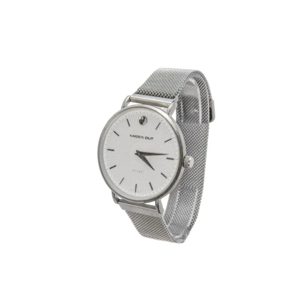 REK41- RELOJ KNOCK OUT MALLA PLATEADA