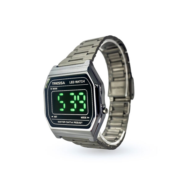 RELOJ TRESSA RETRO DIGITAL CON MALLA DE ACERO INOXIDABLE