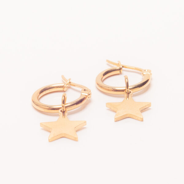 AROS ARGOLLA DE ACERO DORADO CON ESTRELLA COLGANTE - ACEA460