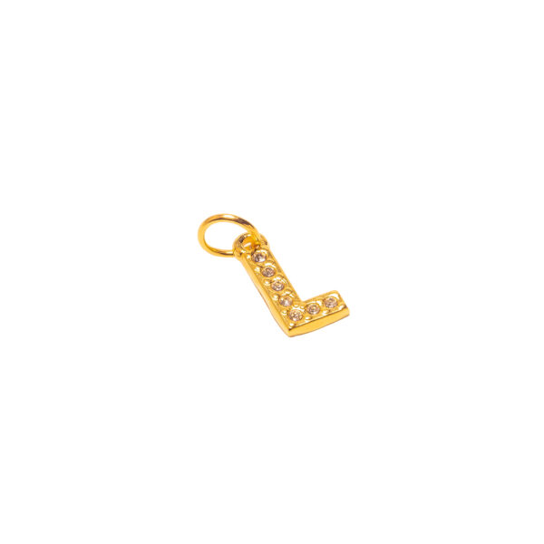 DIJE ACERO DORADO LETRA "L" CON MINI ZIRCONIAS - ACED63