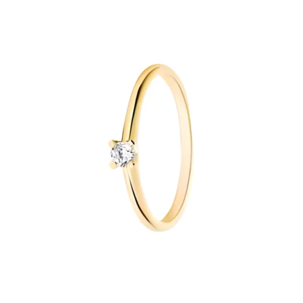 OR04- ANILLO CINTILLO CON CUBIC CENTRAL ORO 18K