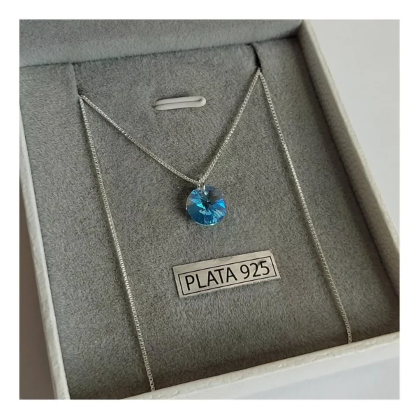 CONJN05- CADENA CONJUNTO PLATA 925 ITALIANA CON DIJE CRISTAL SWAROVSKI