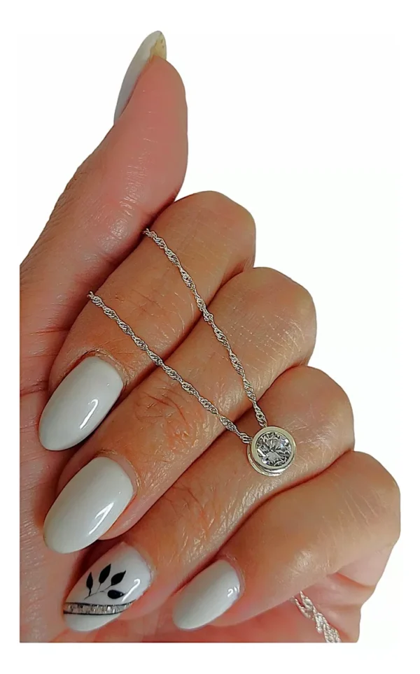 CONJN01- CADENA CONJUNTO PLATA 925 ITALIANA CON DIJE CRISTAL - Image 2