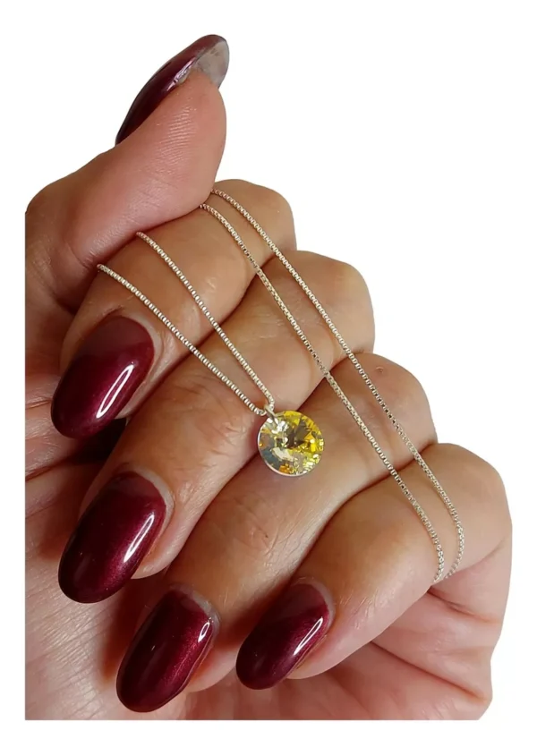 CONJN06- CADENA CONJUNTO PLATA 925 ITALIANA CON DIJE CRISTAL SWAROVSKI - Image 2