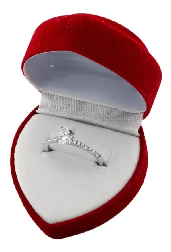 ANILLO CINTILLO COMPROMISO PLATA 925 SOLITARIO + ESTUCHE REGALO- AP15D10 - Image 2