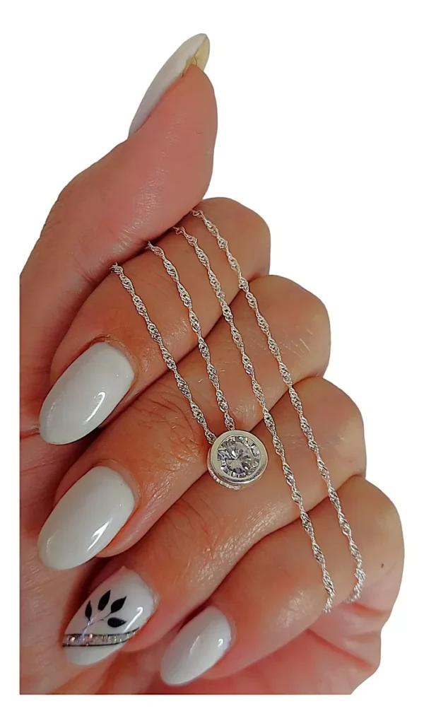 CONJN02- CADENA CONJUNTO PLATA 925 ITALIANA CON DIJE CRISTAL - Image 2