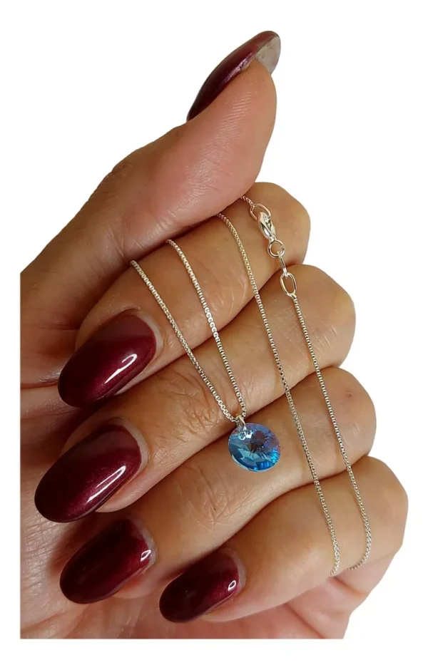 CONJN05- CADENA CONJUNTO PLATA 925 ITALIANA CON DIJE CRISTAL SWAROVSKI - Image 2