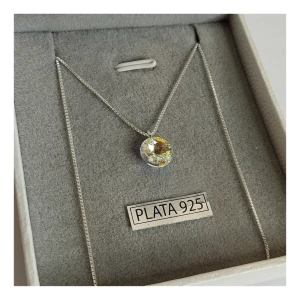 CONJN06- CADENA CONJUNTO PLATA 925 ITALIANA CON DIJE CRISTAL SWAROVSKI