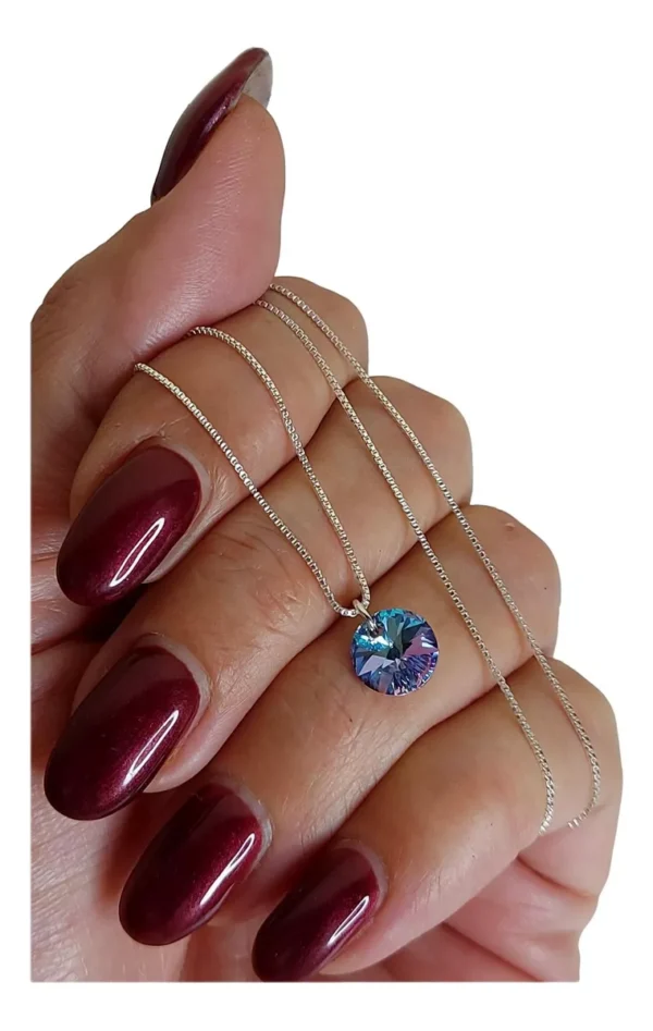 CONJN04- CADENA CONJUNTO PLATA 925 ITALIANA CON DIJE CRISTAL SWAROVSKI - Image 2