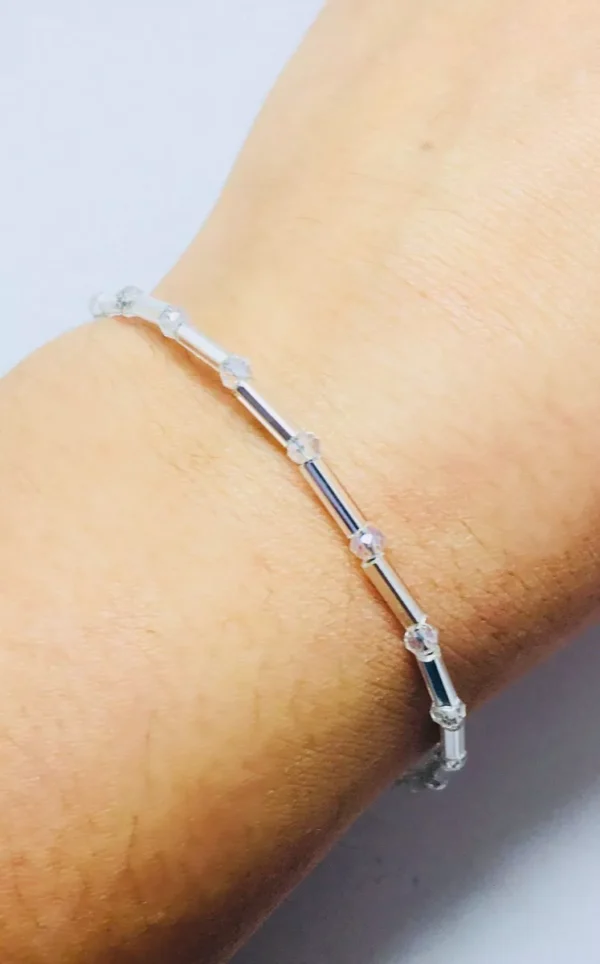 P4384B- PULSERA MOSTACILLA CON CANUTILLOS DE PLATA 925