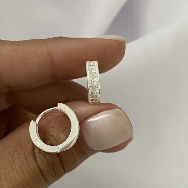 AROS DE PLATA 925 ARGOLLA CON CUBIC 13MM - AR333A