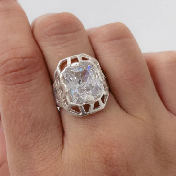AN10054- ANILLO CON CUBIC CENTRAL PLATA 925 (MEDIDA ESTANDAR)