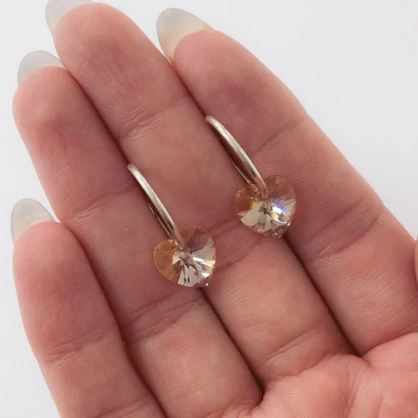 AROS ARGOLLAS DE PLATA 925 CON DIJE CORAZÓN CRISTAL SWAROVSKI- ARSA07A08