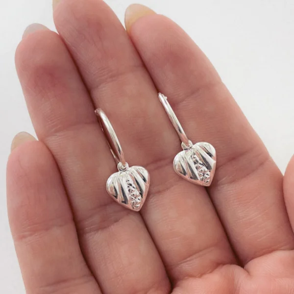 AROS ARGOLLAS DE PLATA 925 CORAZON LABRADO- AR3006V