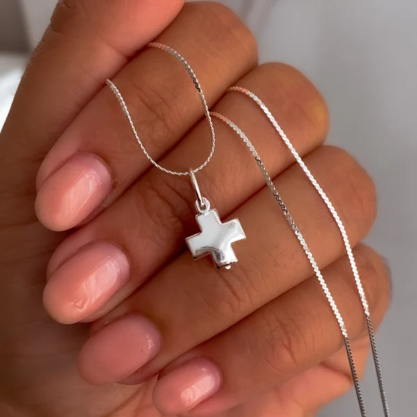 CONJN100- CADENA CONJUNTO PLATA 925 ITALIANA CON DIJE CRUZ