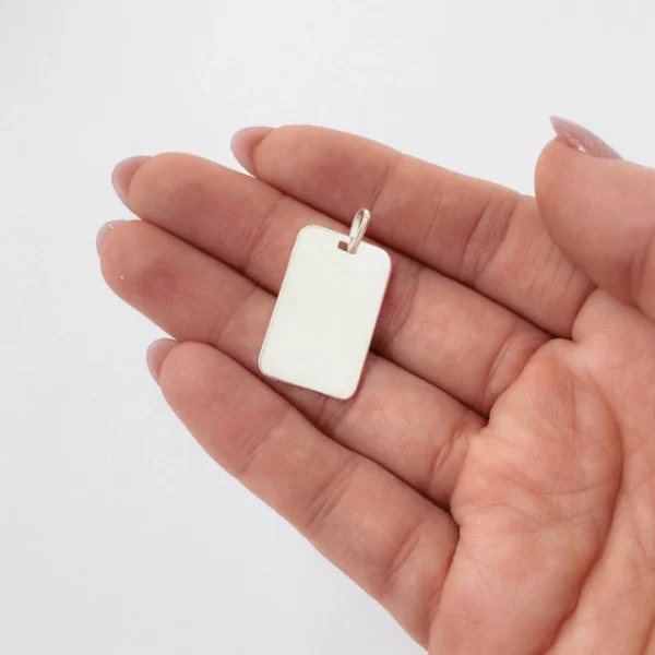 DIJE DE PLATA 925 CHAPITA 2CM LISA RECTANGULAR - D2691Z