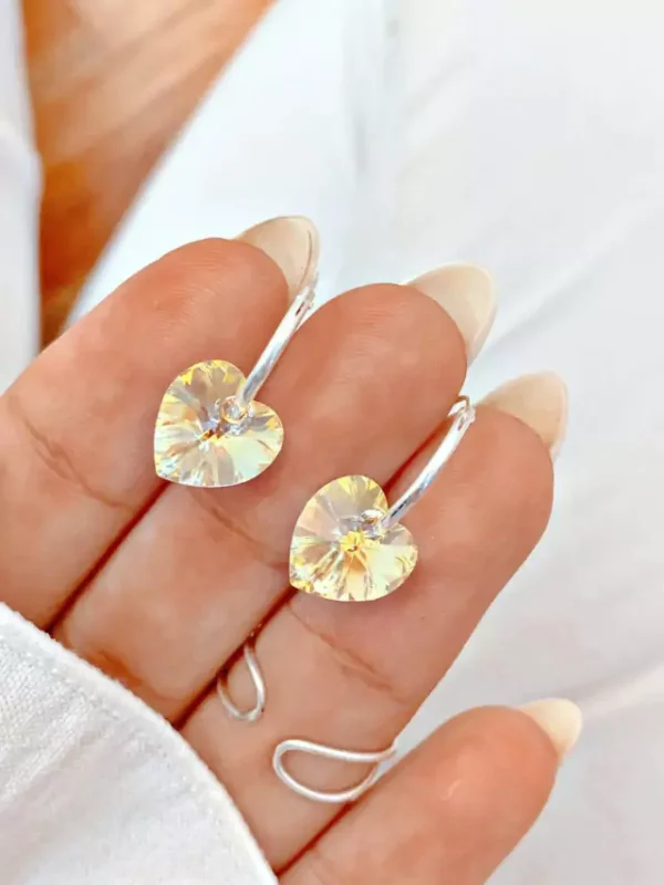 AROS ARGOLLAS DE PLATA 925 CON DIJE CORAZÓN CRISTAL SWAROVSKI- ARSA07A13 - Image 2
