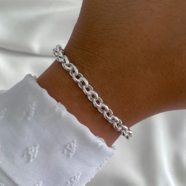 PULRN04- PULSERA LISA GRUESA PLATA ROLO CLASICA NACIONAL 5MM