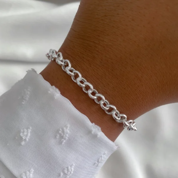 PULRN03- PULSERA LISA GRUESA PLATA ROLO CLASICA NACIONAL 6MM