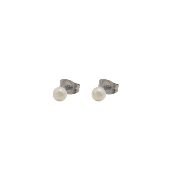AROS PASANTES DE ACERO QUIRURGICO CON PERLA BLANCA PEQUEÑA