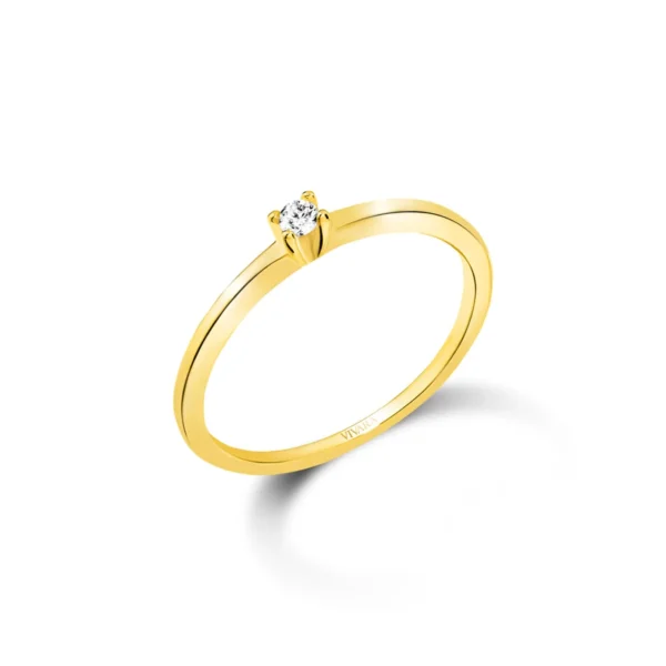OR45- ANILLO COMPROMISO SOLITARIO CINTILLO CON CUBIC CENTRAL ORO 18K